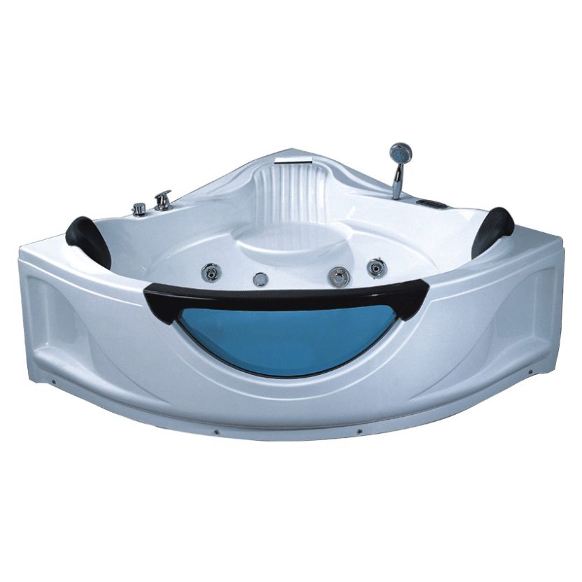 Modern Corner Bathtub Acrylic Soaking White Back to Wall Bathtub