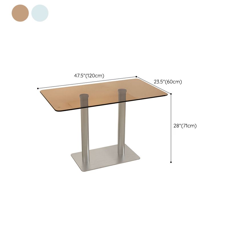 Modern Glass Desktop Geometric Dining Table Metal Base for Dining Room