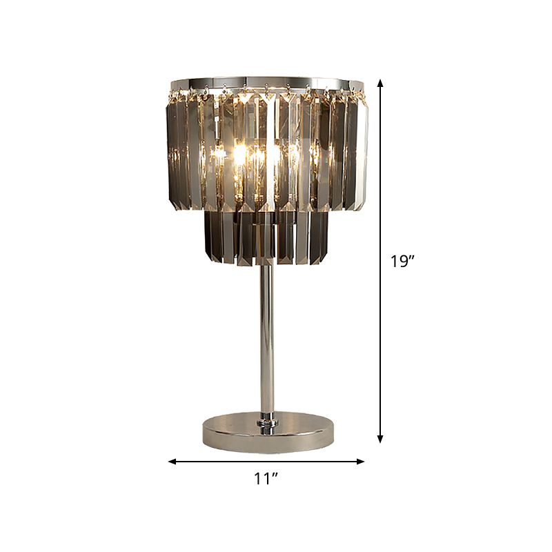 Zylindrischer Schreibtisch hellem Modernist Rauchgrau Kristall 2 Köpfe Esszimmertischlampe