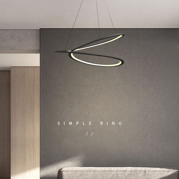 Ultra-modern Twisting Hanging Chandelier Metallic Hanging Lamp with Hanging Cord for Restaurant