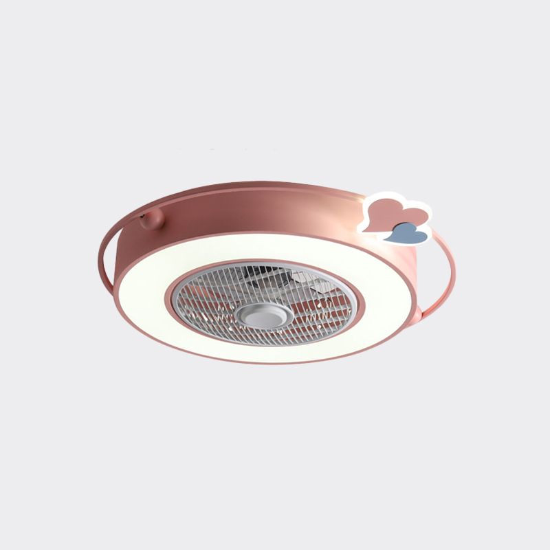 Fan Blue/Pink LED Afferty Acrilico SEMILE SEMI SEMI SEMI SEMI SEMI FLUSHETTO CON ORNAZIONE DI CUORE/CLOUP TOUND/AMORE, larghezza 23,5 "