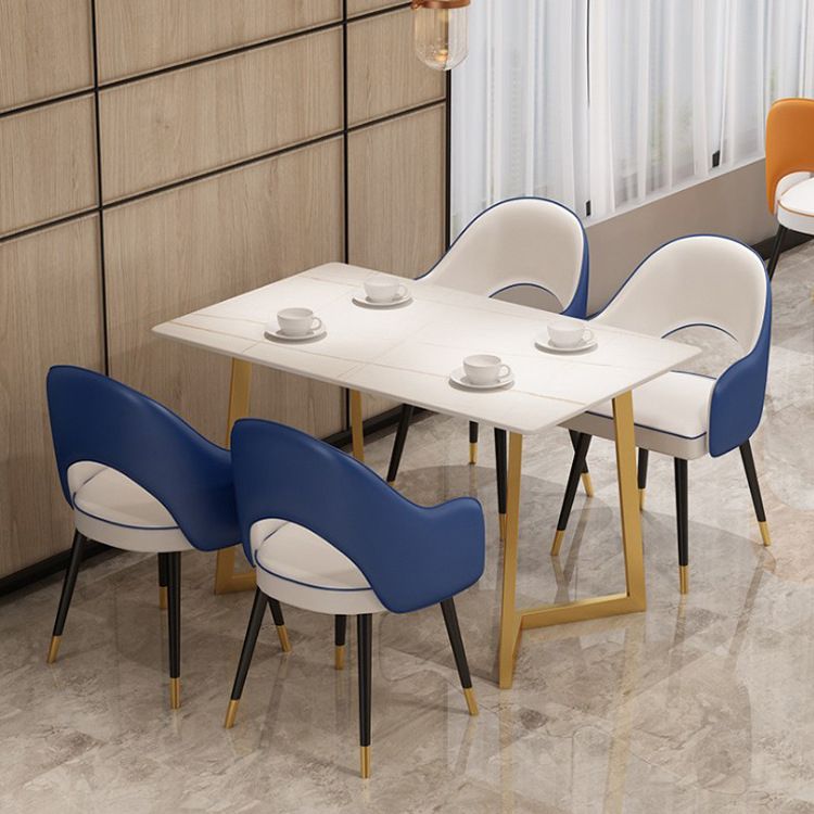 Modern Standard White Dining Set Sintered Stone Rectangle Shape Dining Set for Kitchen