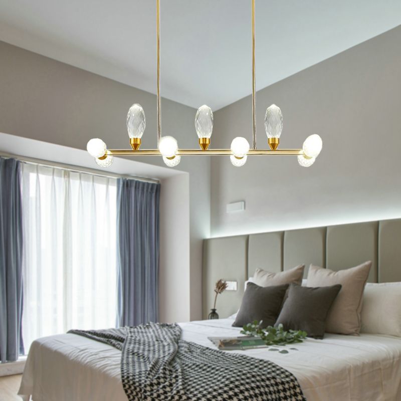 Luz de lámpara lineal de oro Modernismo 11/14 Cabezas LEJ de cristal LED para mesa de comedor, 23.5 "/29.5" Long Long