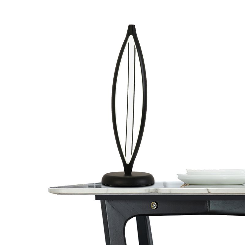 Minimalist LED Task Lighting White/Black Oblong Night Table Lamp with Acrylic Shade, White/Warm Light