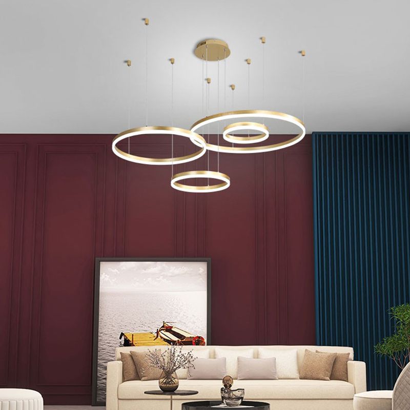Modern Wrought Iron Hanging Ceiling Lights Tiered Pendant Chandelier for Living Room