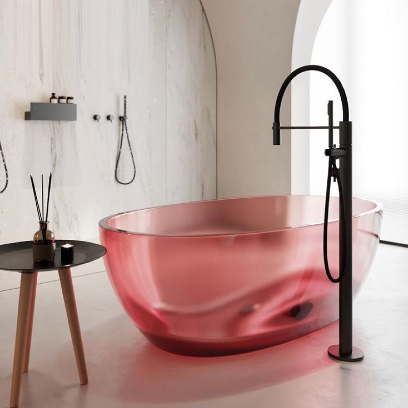 Bathroom Acrylic Oval Tub Soaking Freestanding Bathtub , 22.05" Tall