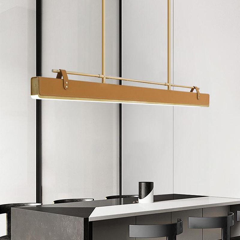 Leather LED Island Light Ultra-Modern Hanging Light Fixture for Dining Room