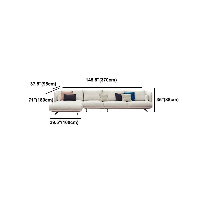 Beige Scandinavian Sofa/sectional with Square Arm for Apartment