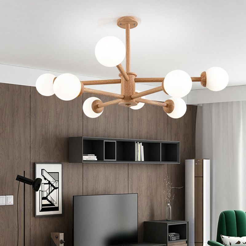 Original Wood Molecular Styling Chandelier Modern Simplicity Style Living Room Lighting Fixture