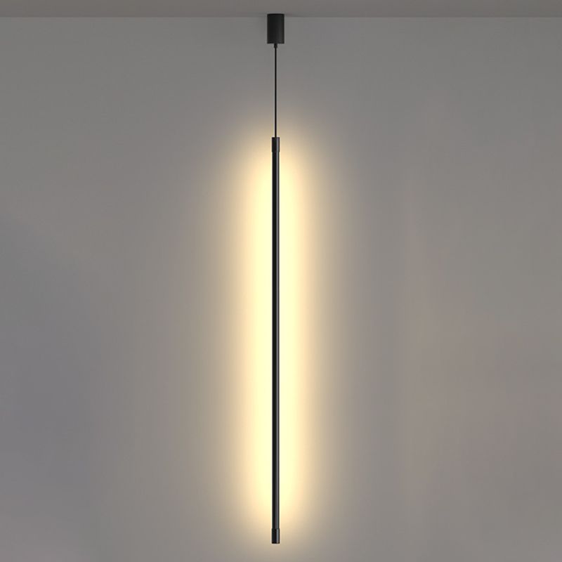 Minimalist Modern Linear Hanging Lamp Metal 1 Light Pendant Light for Bedside Living Room