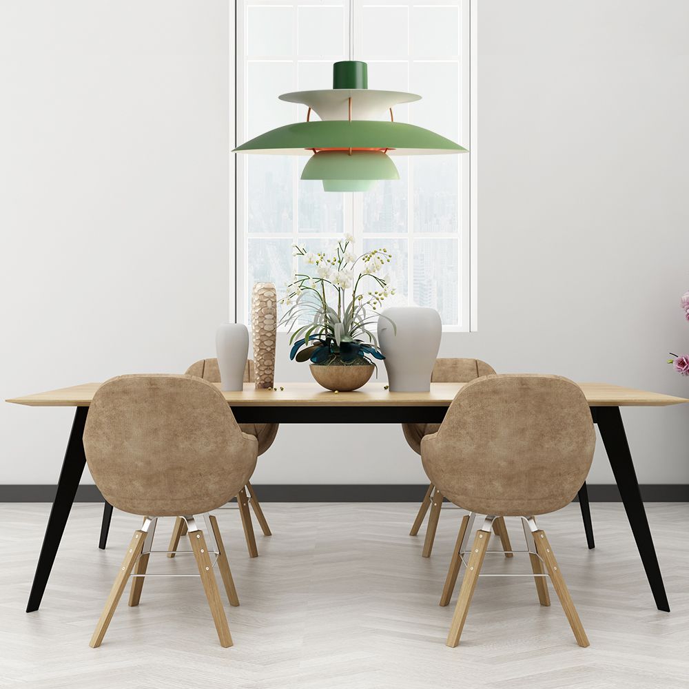 3 Layers Pendant Light with Flared Shade Macaron Style Aluminum 1 Light Black/Gray Hanging Lamp, 12"/16" Wide