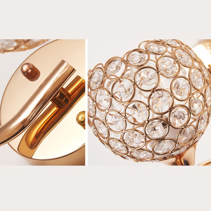 Gouden kristallen kogelwand SCONCE LICHTING Minimalistisch 1-licht muur gemonteerd licht voor woonkamer