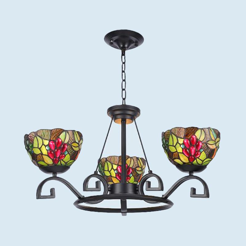 Black Curbed Chandelier Light Tiffany 3/6/8 LUMIÈRES PENDANT DE SUSPENSION DE SUPPRIMANCE VIE