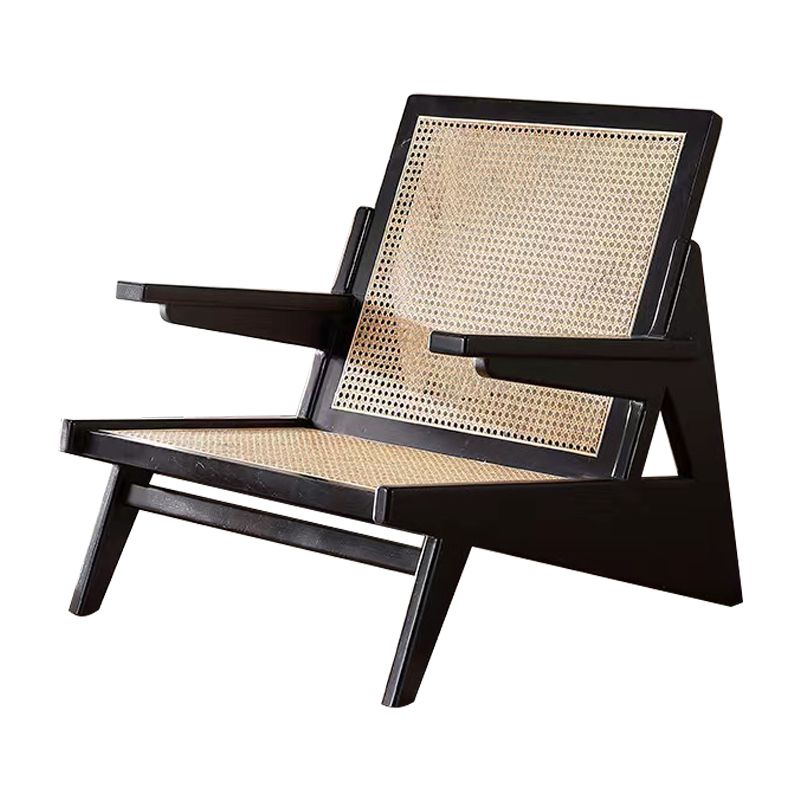 Nordic Style Wood Armrest Woven Back Solid Wood Multi-color Choice Arm Chair