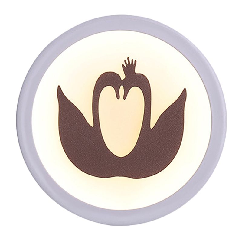 Swan silhouette mur mural lampe minimaliste de fer blanc de fer blanc à lad la lumière de la lumière pour chambre à coucher