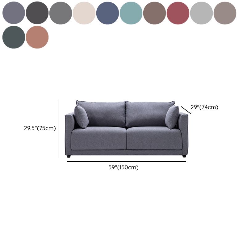 Contemporary Sofa with 2 Pillows Square Arm Living Room Settee