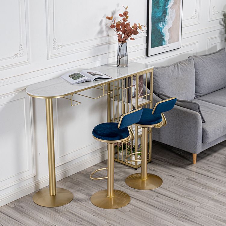 Glam Style Bar Table 1/3 Pieces Faux Marble Counter Table with Upholstered Stools