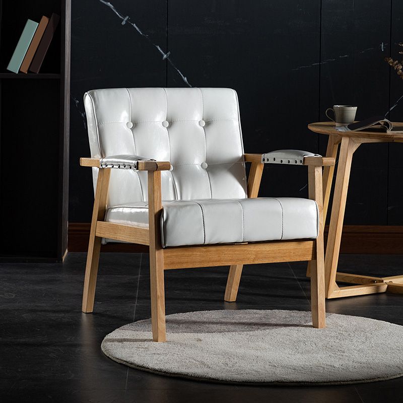 Modern 25.5"Wide PU Arm Chair with Basic Four Legs and Tufted Back