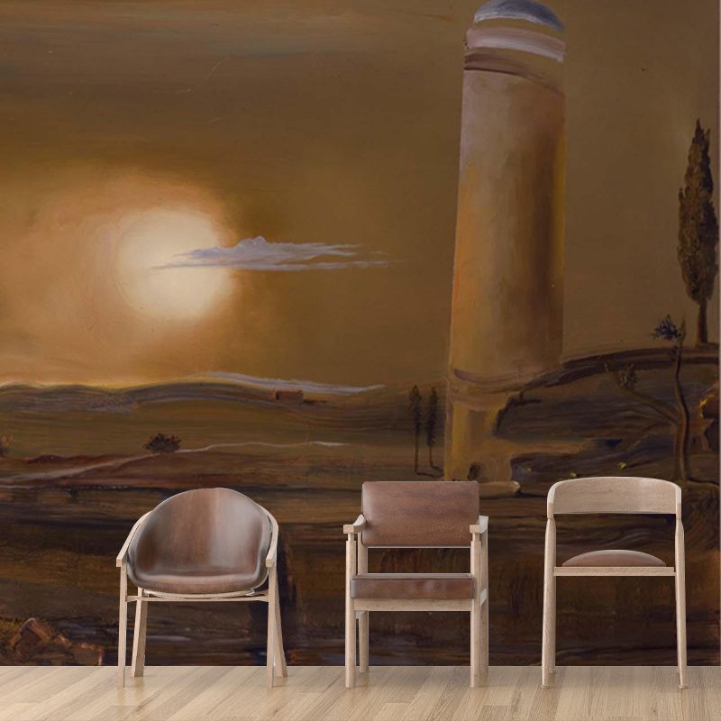 Salvador Dali the Towers Mural Surrealist Non-Woven Material Wall Covering in Brown