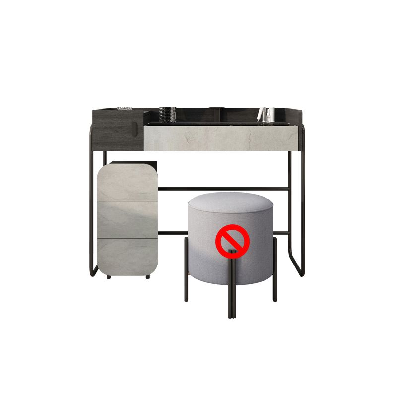 Tempered Glass Countertop Black/white Base with 4 Drawer Dresser