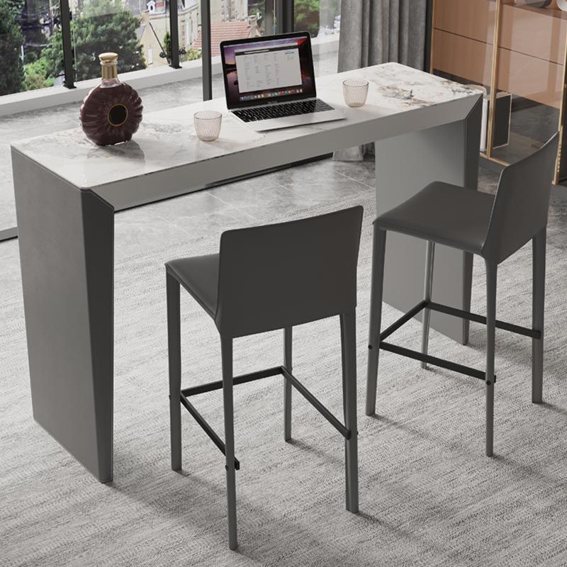 Living Room Counter Wine Table Rectangle Stone Modern Bar Height Pub Table in Grey