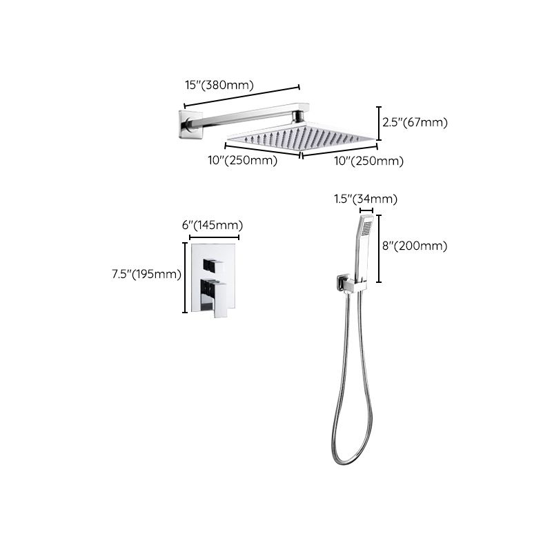 Modern Shower System Brass Adjustable Spray Pattern Ceiling Mounted Shower Combo