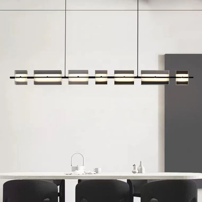 Contemporary LED Hanging Light Glass Island Light Fixture for Dining Room