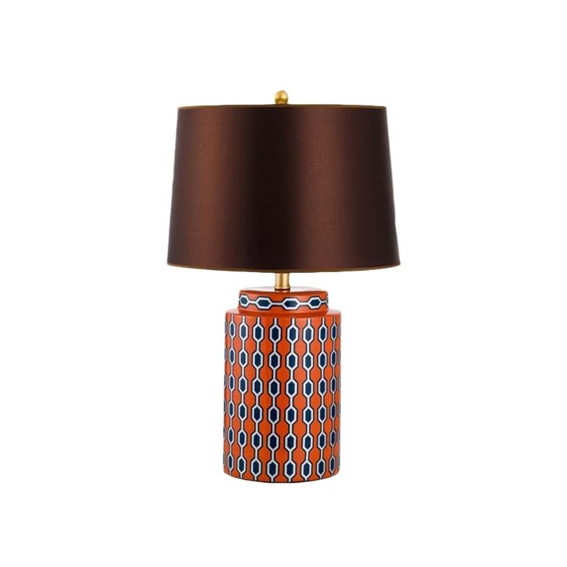 Jar -vormige nachttafel Licht Modernistisch keramiek 1 kop blauw/oranje afwerking stof bureaulamp voor bed voor het bed
