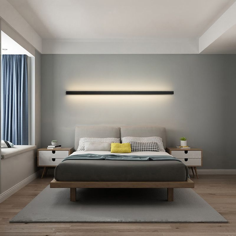 Linearer Schatten Metall Wandleuchter moderner Stil Einleichter Wandhalterung in Schwarz