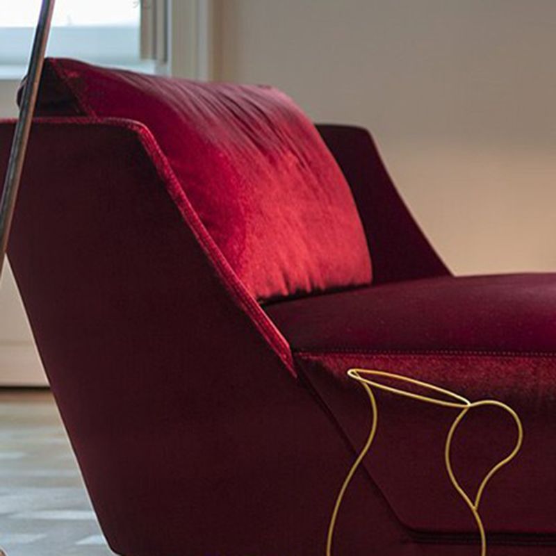 Scandinavian Upholstered Chaise Lounge Couch Armless Chaise Lounge Chair in Apple Red