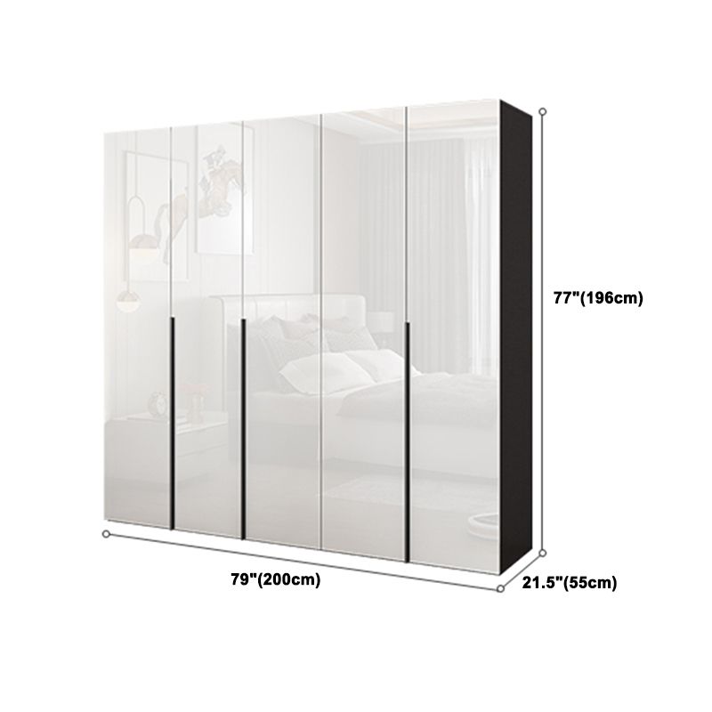 Contemporary Engineered Wood Wardrobe Armoire Mirrored Finish Wardrobe with 1 Drawer