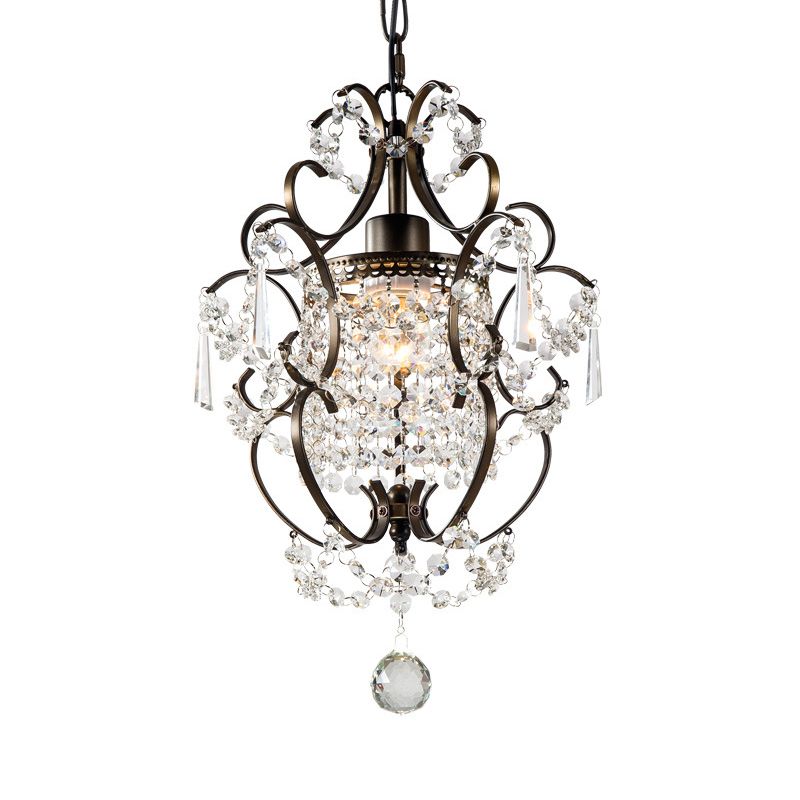 Gourd Suspension Pendant Nordic Crystal 1 Head Coffee/Chrome Hanging Ceiling Light for Hallway