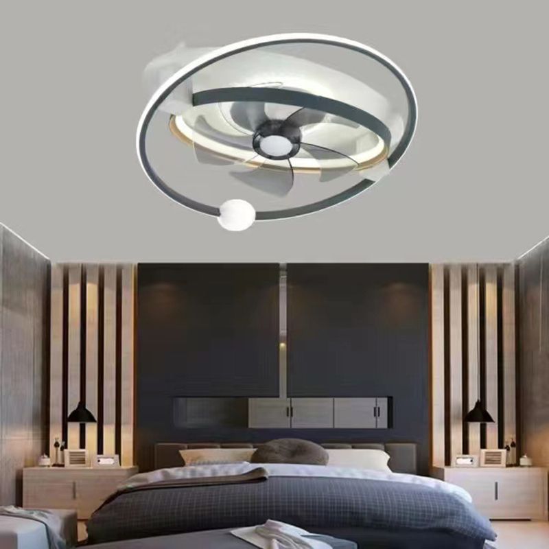 5-Blade Children LED Ceiling Fan Metallic Polish Finish Fan with Light for Room