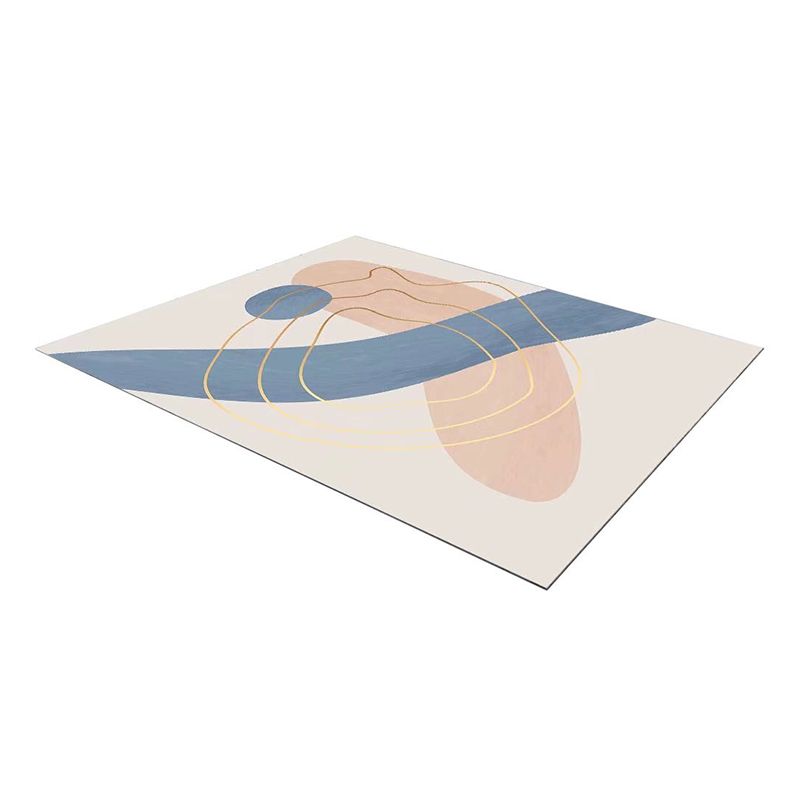 Postmodern Style Block Design Carpet Area Rug Pet Friendly Polyester Rugs for Living Room