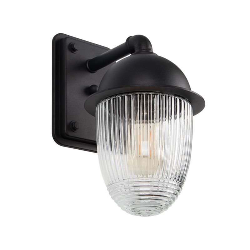 Modern Glass Shade Wall Light Black Single Light Wall Sconce for Outdoors