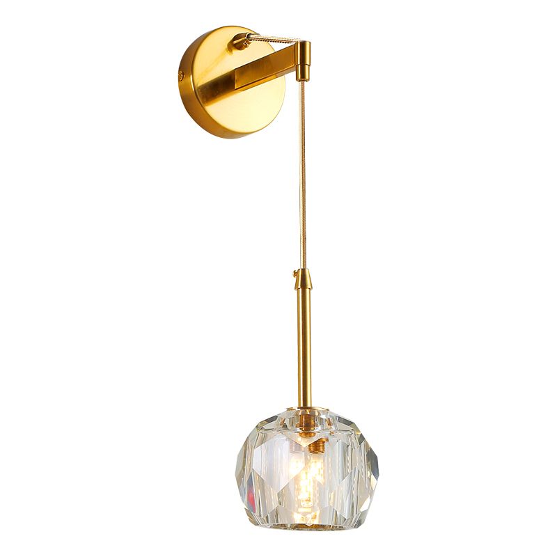 Modern Sphere Wall Mount Light Fixture 1 Light Sconce with Crystal Shade for Living Room