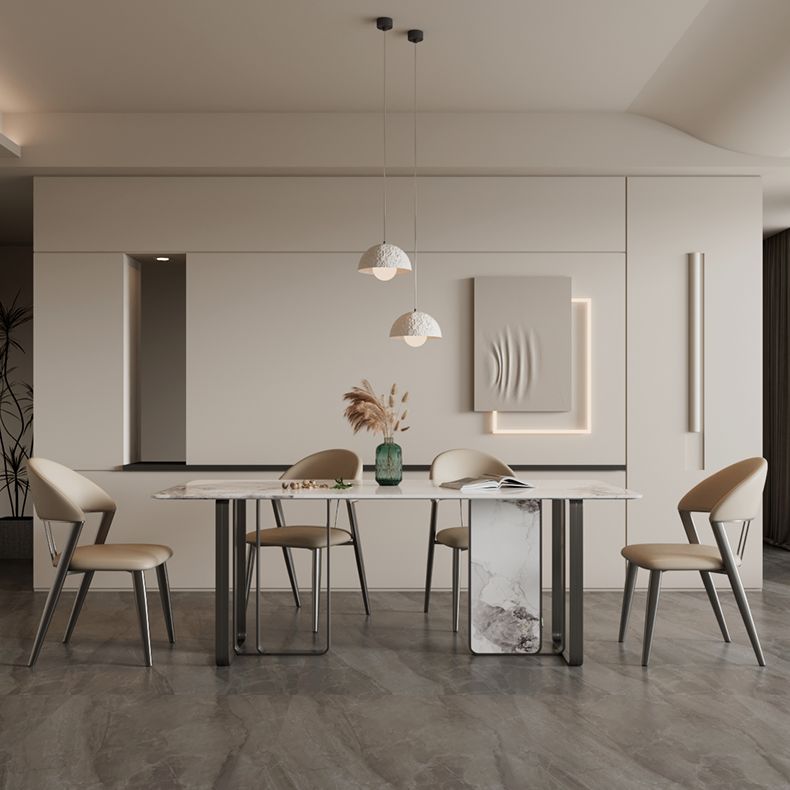Contemporary Upholstered Armless Chair Home Metal Dining Chair