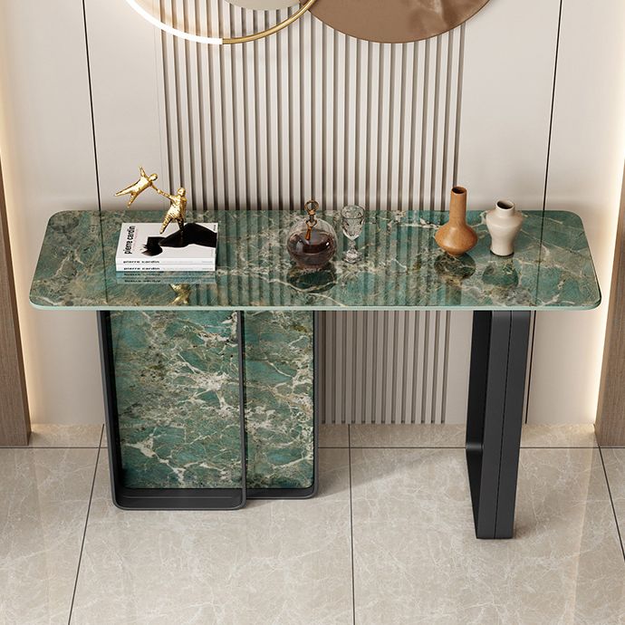 12 inch Wide Accent Table Rectangle Shape Stone Console Table for Hall