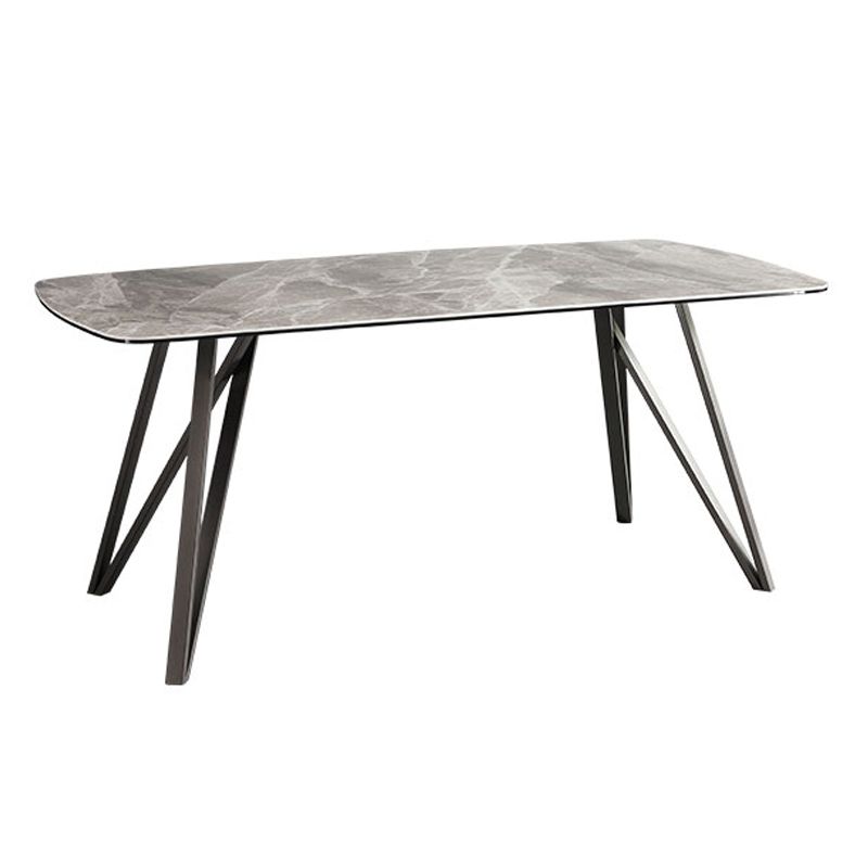 Mesa de comedor de estilo moderno Mesa de piedra sinterizada con 4 patas Base de acero al carbono