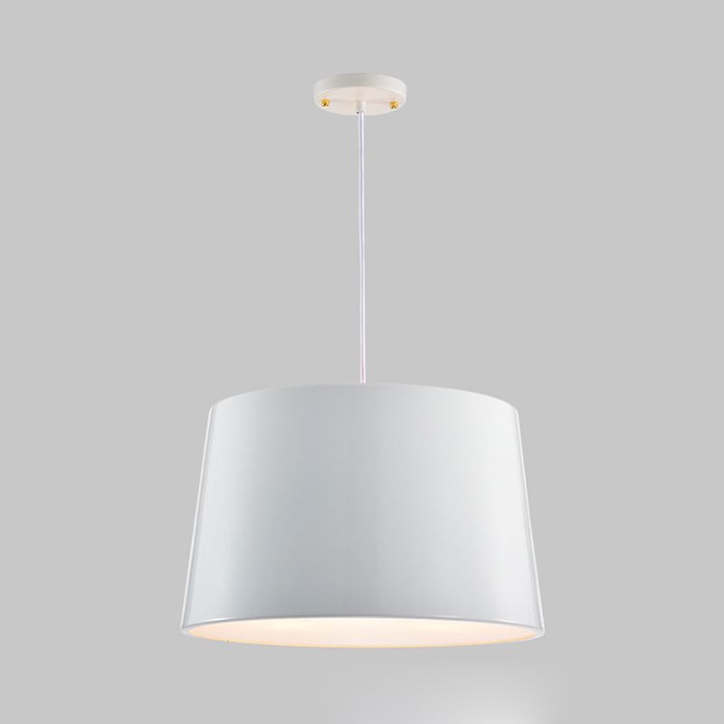 Contemporary 1 Bulb Hanging Lighting Black/White Drum Ceiling Pendant Light with Metal Shade