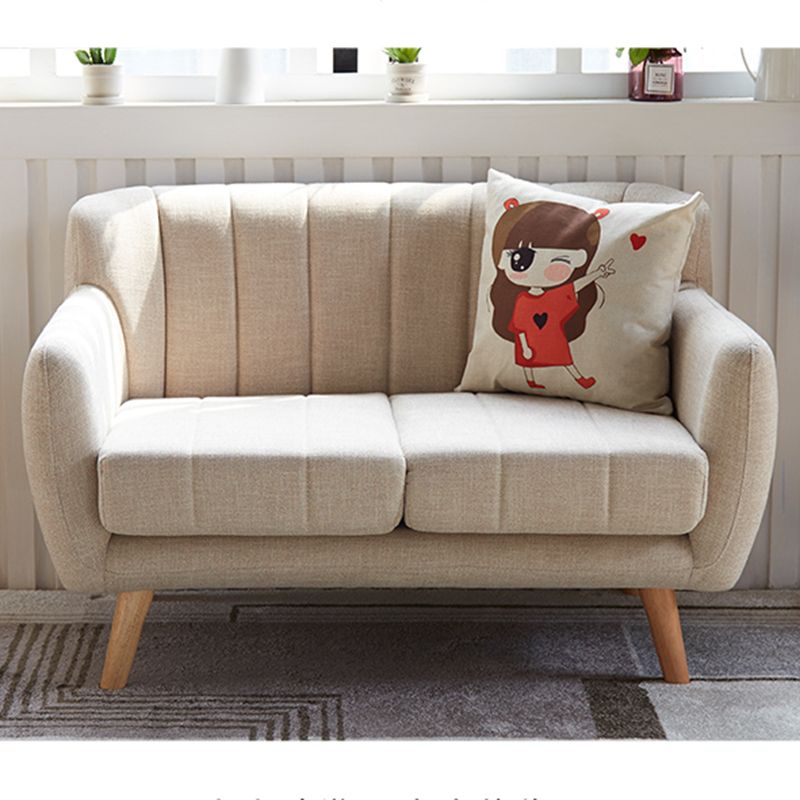 Cotton Blend Pillows Tuxedo Arm Settee Loveseat for Two People