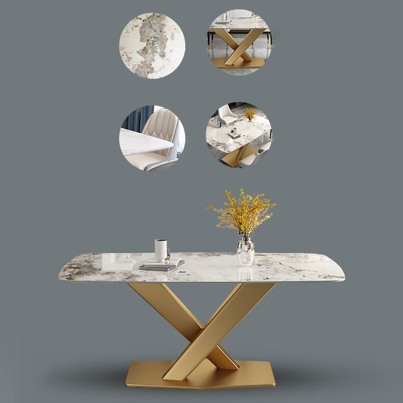 Conjunto de comedor de forma rectangular contemporánea muebles de mesa de comedor de piedra sinterizada para restaurante