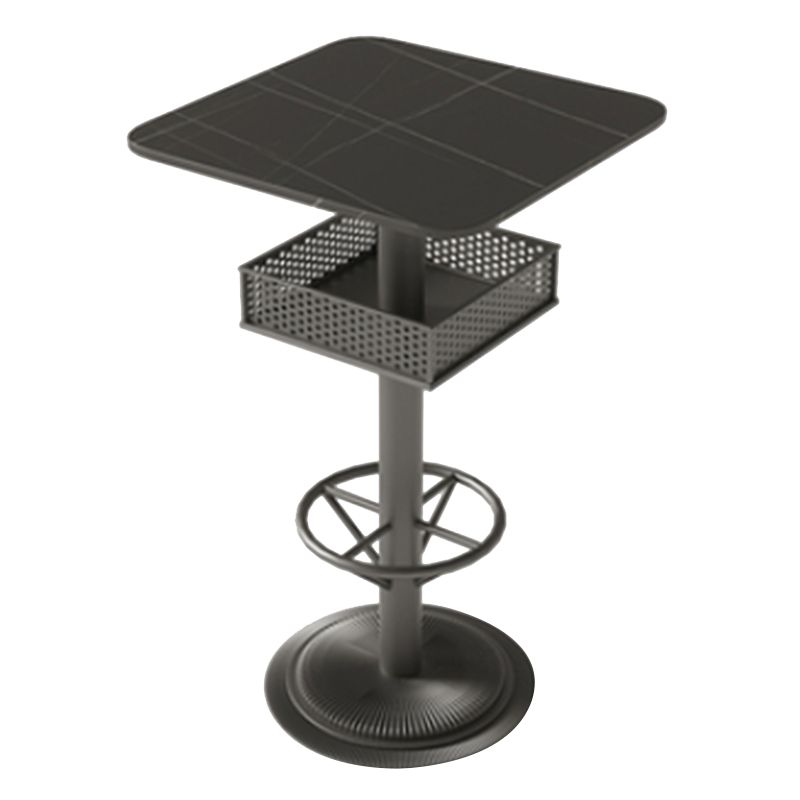 Industrial Style Bar Wine Table Black Bar Dining Table with Storage