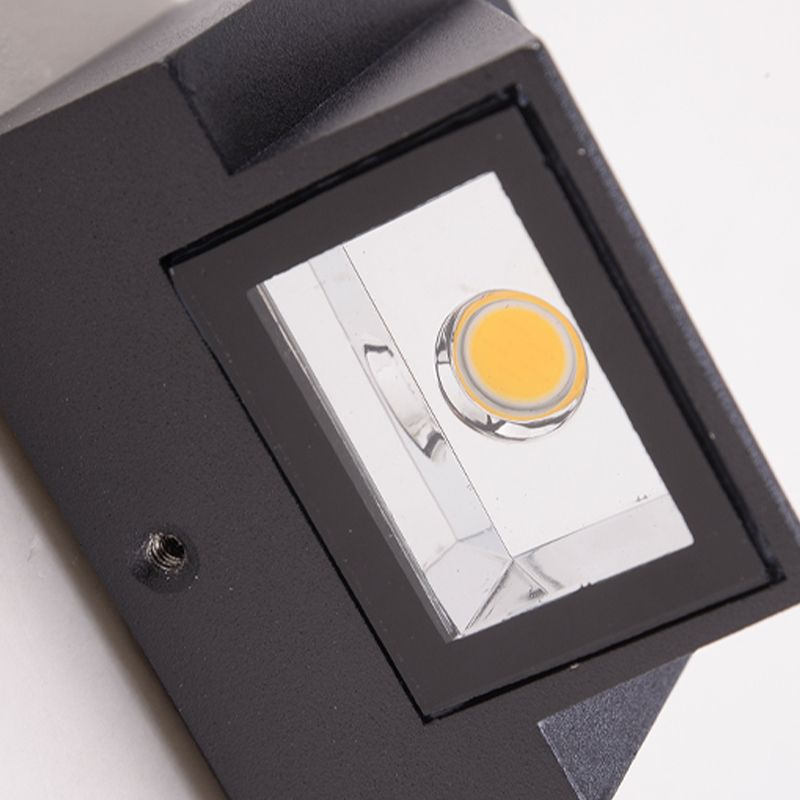 Contemporary Aluminum Wall Light Geometric Wall Washer in Black for Outdoors