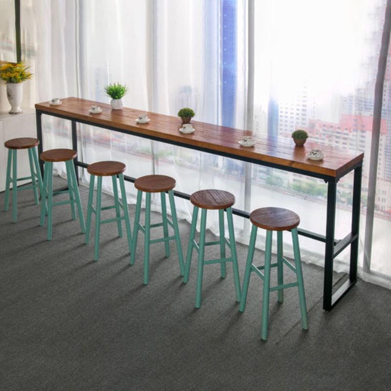 Modern Style Bar Table Set 1/7 Pieces Rectangle Wood Counter Table with Stools