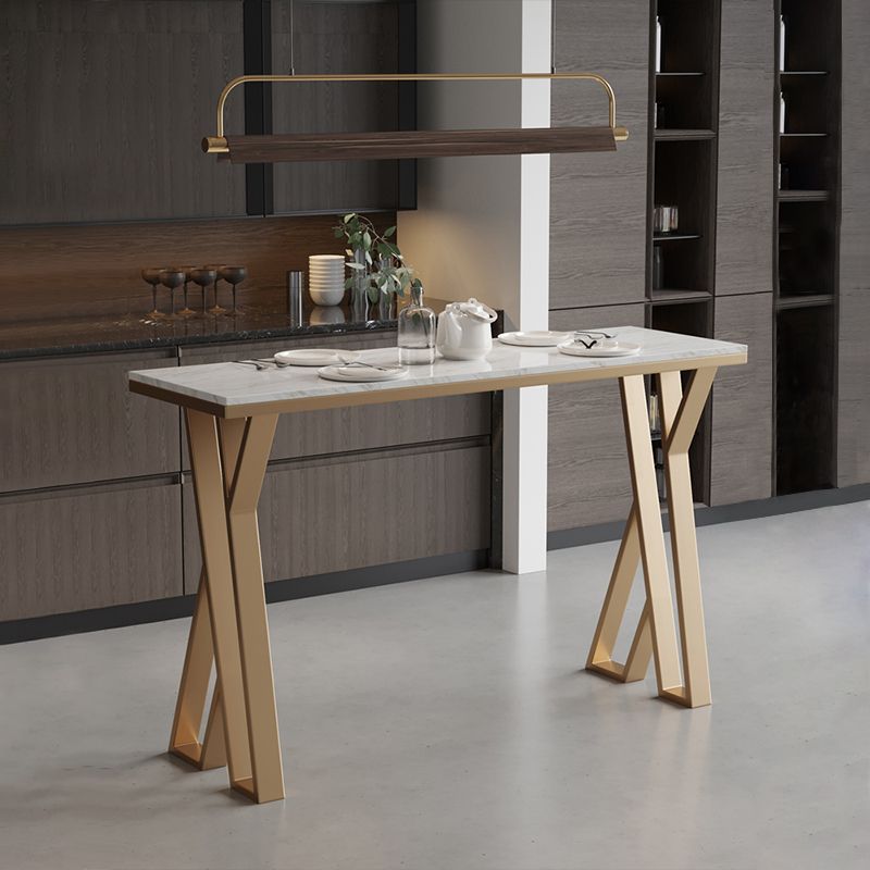 Glam Stone Bar Dining Table Rectangle Bar Table for Cafe And Bar