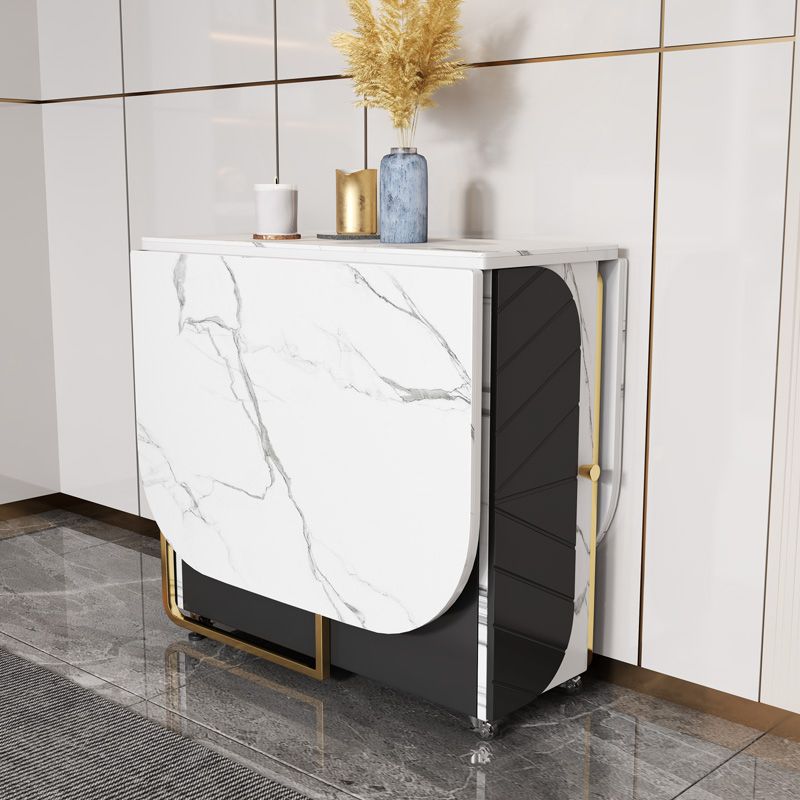 59'' Foldable Rectangle Dining Table Medieval Modern Table with Storage Trestle Base