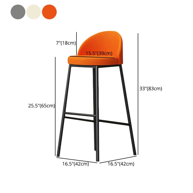 Modern Armless Backrest Counter Stool Iron Cafe Bar Stool with Leather Cushion and Pedal