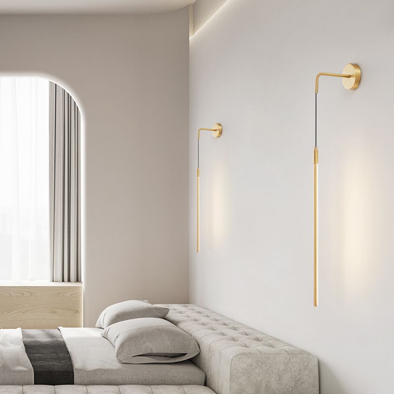 Metal Shade Wall Lamp Modern Style Black/Gold Shape Wall Mounted Lighting for Bedroom