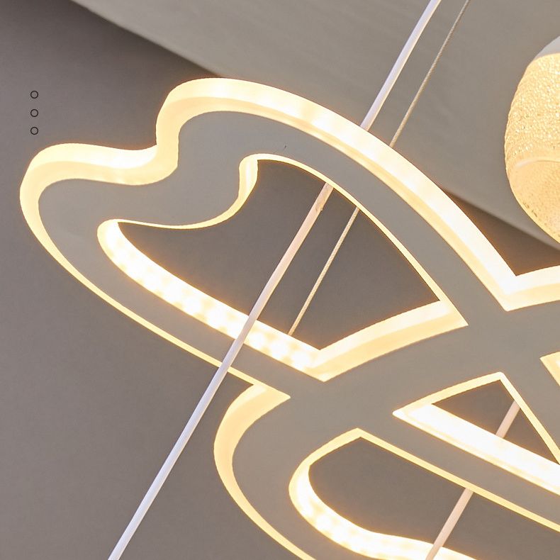 Modern 5-licht hanglamp Licht armatuur Wit wijnglas en klaver multi-plafondlicht met acrylschaduw